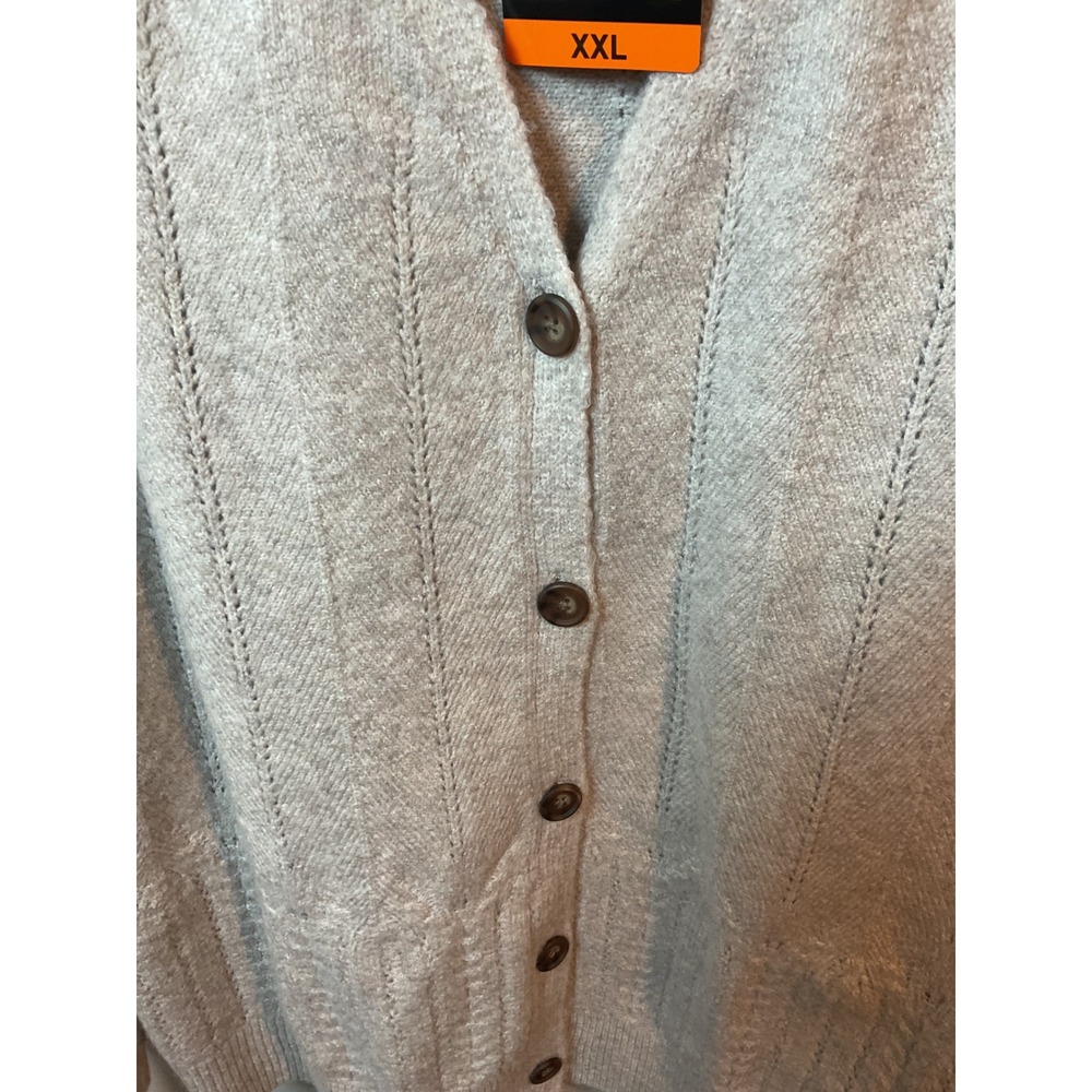 Briggs Women's Beige Knit Cardigan Sweater V-Neck Button Front Size XXL - Picture 5 of 9
